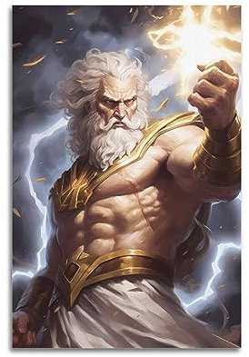VZRSQZK Poster mit Mighty Zeus in der nordischen Mythologie, dekoratives Gemälde, Leinwand-Wandposter und Kunstdruck, modernes Familienschlafzimmer-Dekor-Poster, 20 x 30 cm