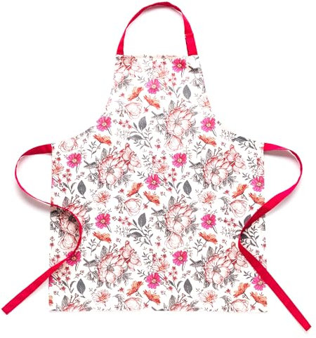 ESSEX - Kochschürze Patels, 60 x 75 cm, Schürze, 100% Baumwolle, Küchenschürze, Blumen - Beige