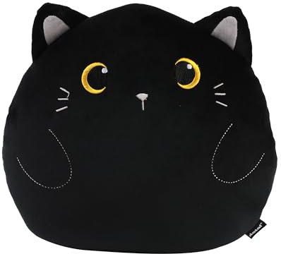 I-TOTAL ® - Dekokissen für Kinder/Wohnzimmer, Flauschiges Stoffkissen in Form (Black CAT)
