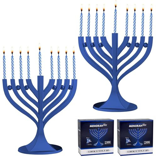 Zion Judaica Mini-Menora mit 44 Geburtstagskerzen, kleine Reise-Minora mit Chanukka-Kerzen, für unterwegs, Chanukka, Menora, kompakter Chanukka-Kerzenhalter, Menora, Chanukka, Geschenk, Multi-Menora,