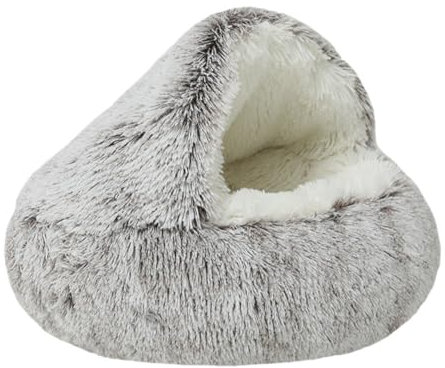LINGXIYA Hunde-Beruhigungsbett, Rund Hundekissen, Plüsch Kunstfell Nest, Flauschiges Hundebett, Haustierbett mit Rutschfester Unterseite, Haustierbett für Katzen und Kleine Hunde