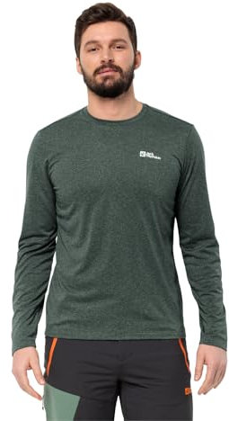 Jack Wolfskin Sky Thermal L/S M Maglietta da Escursionismo, Oliva Nera/Nero Oliva, XXL Uomo