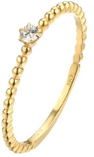 Ayoiow Gold Ringe Frauen 9K Runder Ring Mit Weißer Runder Form Moissanite Verlobungsringe für Damen