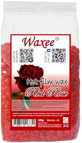 Stripless hard film wax New Generation, Brazilian peelable, peel off flexible wax beads (Red Rose, 500g bag of film hard wax)