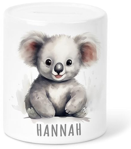 Koala Spardose Kinder personalisiert mit Namen Geldgeschenk zum Geburtstag für Jungen & Mädchen Geschenk Sparschwein aus Keramik