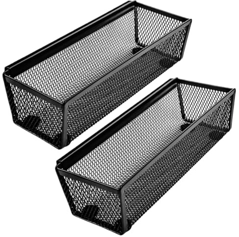 Cutlery Trays, Mesh Drawer Organizer, 2PCS 9x3x2 Silverware Holder for Drawer, Non Slip Splicable Kitchen Drawer Organizer with Interlocking Arm for Cosmetic, Flatware, Pen