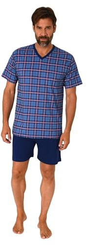 Normann Herren Kurzarm Schlafanzug Shorty Pyjama Oberteil kariert - auch in Übergröße