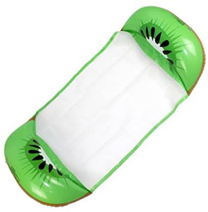 ibasenice Cama Flotante Inflable para Adultos con Respaldo Tamaño Mediano, Diseño Fruta Kiwi Color Verde, para Piscinas, Playa y Fiestas De Verano, Cama Acuática Portátil para Descanso y Relax
