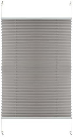 S SIENOC Hellgrau Plisse-Rollo Jalousie Plisseerollo Easyfix ohne Bohren verspannt Faltstore Rollo Klemmfix Sonnenschutzrollo Seitenzugrollo Faltrollo für Fenster Tür 55x130cm