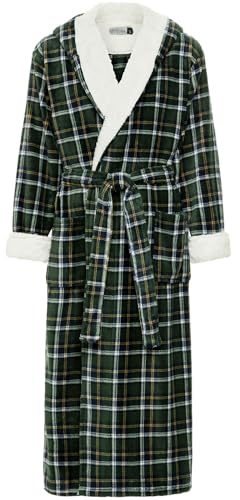 Alexander Del Rossa Herren Robe With Hood, Plush Fleece Hooded Mens Bathrobe, Big And Tall Bath Robes For Men Militär