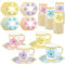 Fairooth 48 Sets Floral Paper Tea Cups and Saucers Disposable Tea Party Supplies Colorful Flower Teacups with Handle and Plates for Hot Cold Drink Wedding Birthday Party Baby Shower