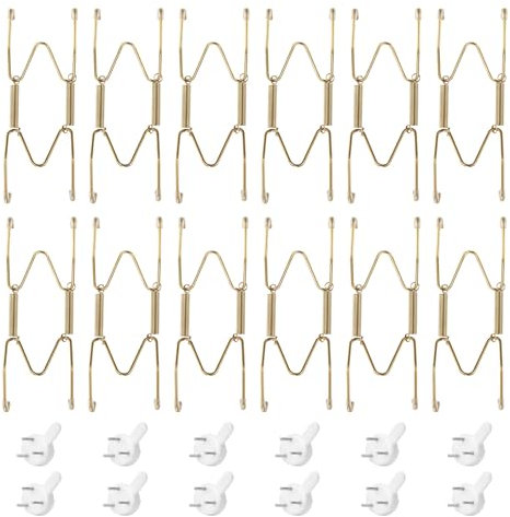 sourcing map Plate Hanger, 4-5 Inch Stainless Steel Invisible Wall Plate Hangers with Wall Decorative Hooks and Tip Protector for Decorative Plates and Art