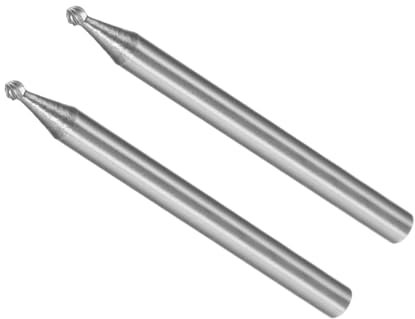 CoCud Tungsten Carbide Rotary Burrs File, 1/8 Shank 2mm Dia, Single Cut Ball Shape Rotary Burrs Tool - (Applications: for Metal Carving), 2-Pieces