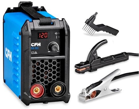CFH Inverterschweißgerät 120 A ISG 882 - MMA-Schweißgerät mit Hot Start, Anti Stick, Arc Force & Überhitzungsschutz, 15–120 A, für Stabelektroden Ø 1,5–3,2 mm, bis 4 mm Materialstärke