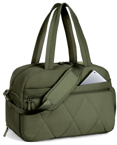 Lekespring Reisetasche Damen, Leicht Puffer Sporttasche mit Schuhfach Weekender Handgepäck Gym Bag Kliniktasche Geburt Krankenhaustasche, Travel Bag für Flugzeug Reise, Fitness, Sauna (Grün)