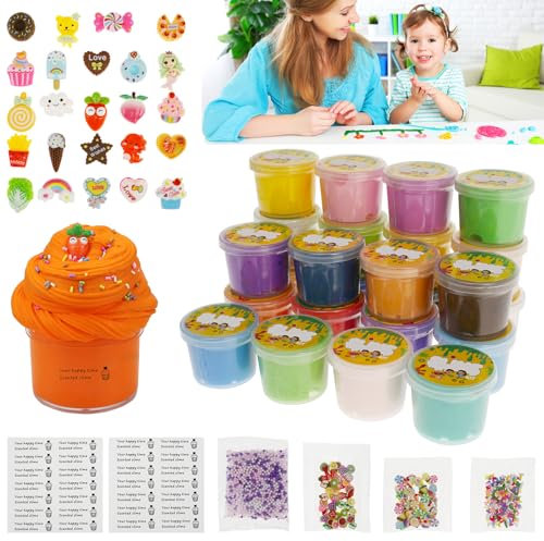 24 Tage Slime Adventskalender 2024 30ml Gefüllt mit Fruchtigem Ultra Sicher Fesselnd DIY Slime Kit Schleim Set Adventskalender Spielzeug 2024 Weihnachtskalender Geschenke Kinder (Stil2)