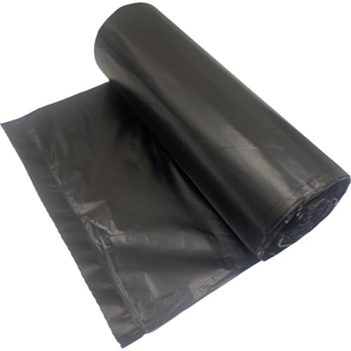 50 Bags 50L Lianpak Heavy Duty Extra Strong Bin Liners, FLAT-Top Large Refuse Sacks, 30 Microns, Recycled, Tear Resistant, 2 Rolls, Kitchen, Household, Commercial Use, Black