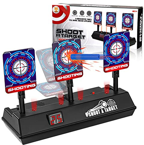Zielscheibe für Nerf N-Strike Elite/Mega/Rival, 3 Spielziele, elektrisches Ziel, automatisches Zurücksetzen, digitale Notation mit Licht- und Soundeffekt, Spielzeug für 6-12 Jahre Kinder