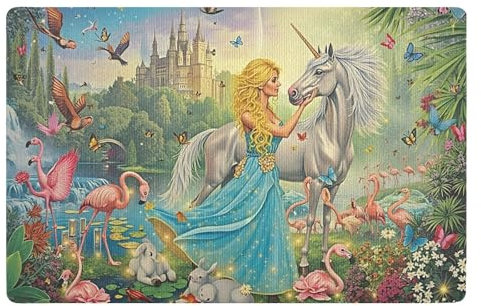 ODAWA Fußmatte mit tropischer Prinzessin, 81,3 x 50,8 cm, waschbar, Fußmatte