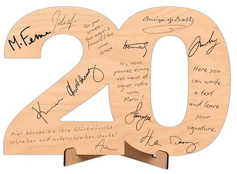 CUBIBOO ART Ausgeschnittene Zahlen Aus Sperrholz Mit Ständer – 20 Jahre Hochzeitstag – Geschenke Zum 20 Geburtstag Mann