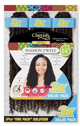 Cherish Passion Twist/Crochet Hair, 35.5 cm (14 inches) Length / 3-Pack Value Bundle/Colour 4
