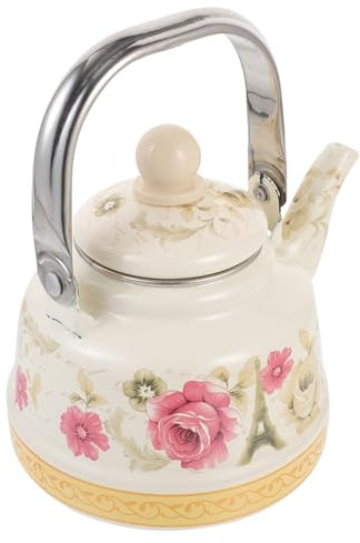 Alipis Retro Enamel Kettle Grey Tea Pot for Loose Tea Considerate Handle Suitable for Gas Stove