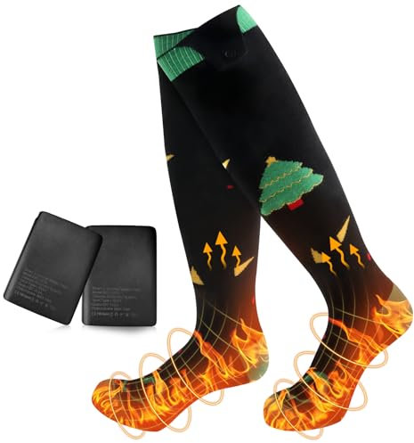 ABXMAS Heated Socks, Heated Socks 5000mAh Battery, Rechargeable Heating Socks for Winter Indoor Activities Skiing Cycling Outdoor Work