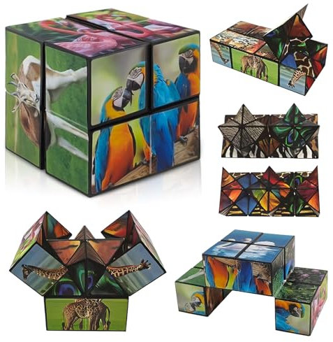 Tierwürfel Zauberwürfel,Infinity Cube,2 in 1 Magic Cube Set,Sternenwürfel Zauberwürfel Set,Unendlichkeitswürfel Zappelspielzeug,Zauberwurfel Spiele,für 6 7 8 9 10 11 Jahre Alten Jungen Mädche Geschenk