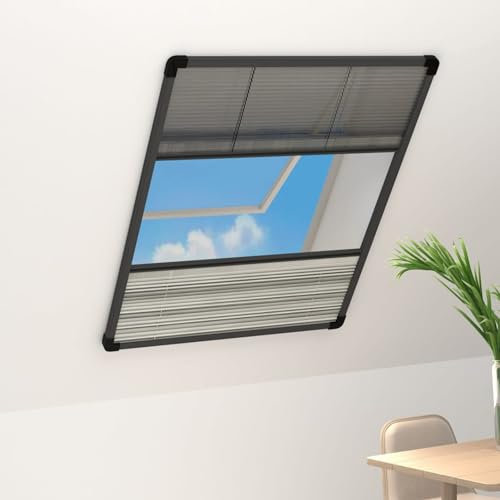 Xichuzi Insektenschutz-Plissee für Fenster, Fliegengitter Fenster, Fliegenschutz Fenster, Pollenschutzgitter Fenster, Insektengitter Fenster, Insektennetz, Fensternetz, Alu 80x120 cm mit Jalousie