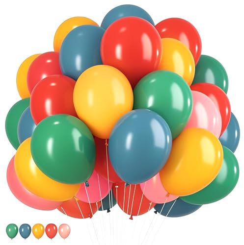 100 Luftballons Bunt,Rot Gelb Blau Regenbogen Luftballons,12” Bunt Latex Ballons für Ballongirlande Oder Ballonbogen als Party, Geburtstags,Hochzeit,Babypartydekoration