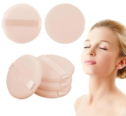 dinghaole 6 Stück Makeup Puderquaste, Runde Makeup Baumwollpuderquaste Runde Velours Gesicht Schwämmchen Make up Werkzeug für Loses Puder Gepresstes Pulver Rouge Kissen Applikator