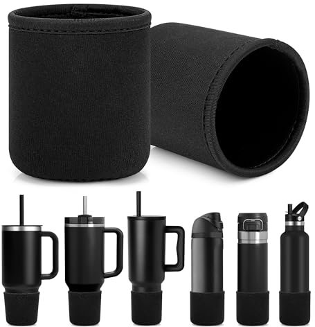 Linkidea 2 Pack Neoprene Water Bottle Boot Compatible with Owala FreeSip 24oz, YETI Tumbler 20oz/30oz, SIM Trek Signature 40oz, Universal 2.7 - 3.1 Bottle Bottom Bumper Protector