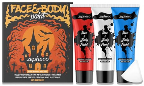 Teegxddy Pintura Fluorescente En La Oscuridad,Pintura Neon,3 Colores Pintura Cara Niños,Neon Facial y Corporal Seguridad,Maquillaje Para Niñas Halloween Festival