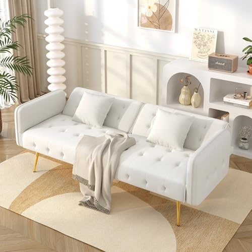 Merax Sofa mit Schlaffunktion 2-Sitzer – Verstellbare Rückenlehne – Modernes Schlafsofa ohne Stauraum – Bequeme Couch für Wohnzimmer & Gästezimmer – Platzsparendes Design