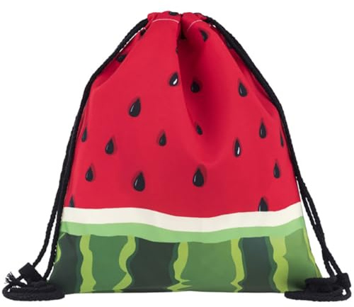 FRCOLOR Wassermelone Kraft Tasche Melonenbeutel mit Kordelzug Sporttasche aus Aufbewahrungsbeutel für Reisen und Einkaufen