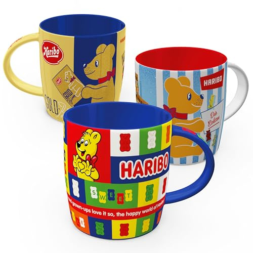 Nostalgic-Art Retro Kaffeebecher (3er-Set), 330 ml, Haribo Set 2 | Original Lizenzprodukt (OLP), Keramik-Tasse für Kaffee, Vintage Design, Geschenk-Idee für Naschkatzen