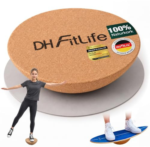 DH FitLife Kork Halbkugel für Surfing Balance Board Set aus Premium Kork | 100 % Naturkork｜360° Bewegungsfreiheit｜Rutschfest & bodenschonend｜Universell einsetzbar｜Für Wackelbrett, Plank & Liegestütze