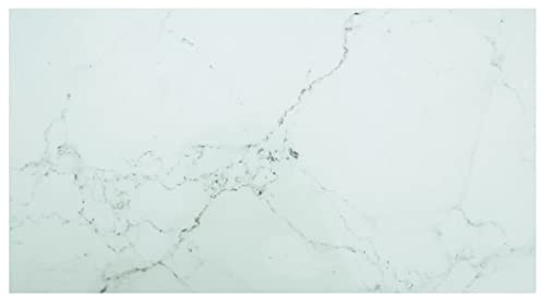 Vorpalize Mesa blanca de 120 x 65 cm, vidrio templado de 8 mm con aspecto de mármol, tapa de cristal rectangular para mesas de comedor y mesas de café, duradera y fácil de limpiar