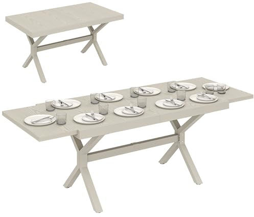 Outsunny Tavolo da Giardino Allungabile Esterno 154/214x85cm Grigio Argento