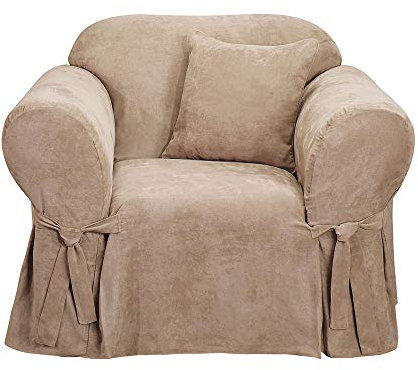 SureFit Stuhlhusse aus weichem Wildleder, Taupe