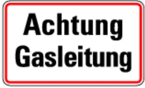 Schild Alu Achtung Gasleitung 120x200mm