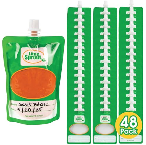 Disposable Baby Food Pouches (48ct) - Make Your Own 6 Ounce Squeezies - Works with all Fill Stations including Infantino