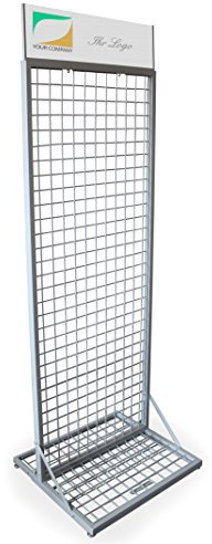 Verkaufsständer mit Gitterwand silber 160x59x53cm Maschung 50x50mm