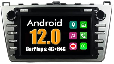 Roverone Quod Core Android System 7 Zoll Doppel DIN Auto DVD Player für MAZDA 6 2008-2013 mit Autoradio GPS Navigation Radio Stereo Bluetooth SD USB Spiegel Link Touch Bildschirm