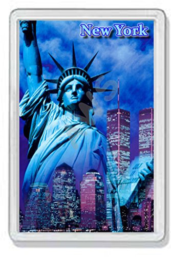 AWS PVC-Magnet New York Souvenir Magnet Freiheitsstatue Fridge Magnet Kühlschrankmagnet Zwillinge Statue of Liberty Twin Tower (7,8_x_5,2_cm)