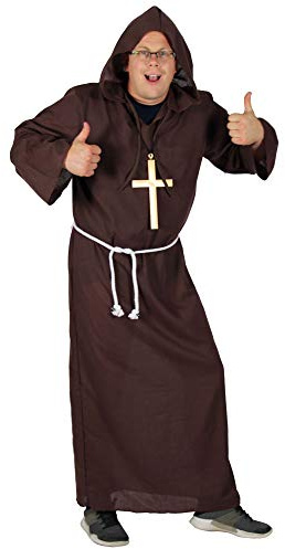 Deluxe Mönch Kostüm für Herren braun Mönche Tunika Kutte Kirche Größe XL