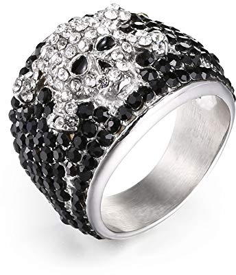 AFSTALR Edelstahl Johnny Hallyday Ring Herren Geschenke Biker Rock Totenkopf Ring, Johnny Konzert Ring