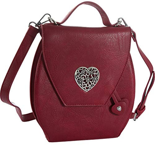 dressforfun 900652 Damen Trachten Handtasche Herzmadl, Schicke Trachtenhandtasche in Lederoptik (Rot | Nr. 303276)