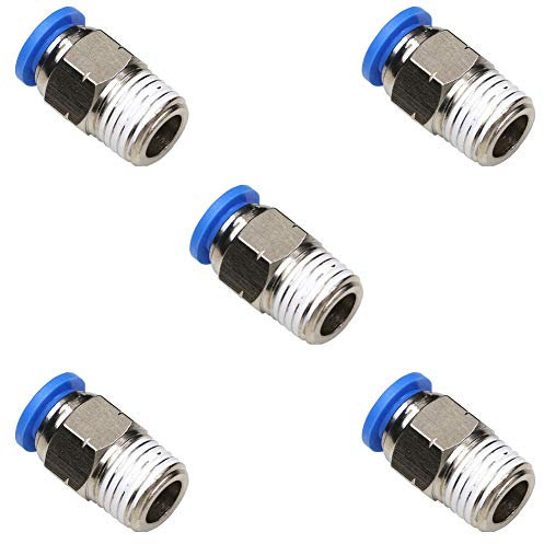 8 mm Schlauch-OD Luftanschlüsse, Push-to-Connect-Armaturen, 1/4 Zoll NPT, pneumatischer Anschluss, CEKER 1/4 Zoll NPT männlich, Luftschlauch-Armaturen für 3D-Drucker, 5 Packungen