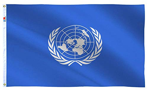 rungift UNO-Flagge, 91 x 152 cm, beidseitig 100D Polyester für moderate Außen- und Innenräume, Leinenvorrichtung Messingösen für einfache Ausstellung, 90 x 152 cm UN-Flaggen